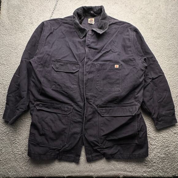 Red Kap Duck Canvas Chore Coat Jacket Mens XXL Navy Blue Quilt Lined Pockets - Picture 1 of 11